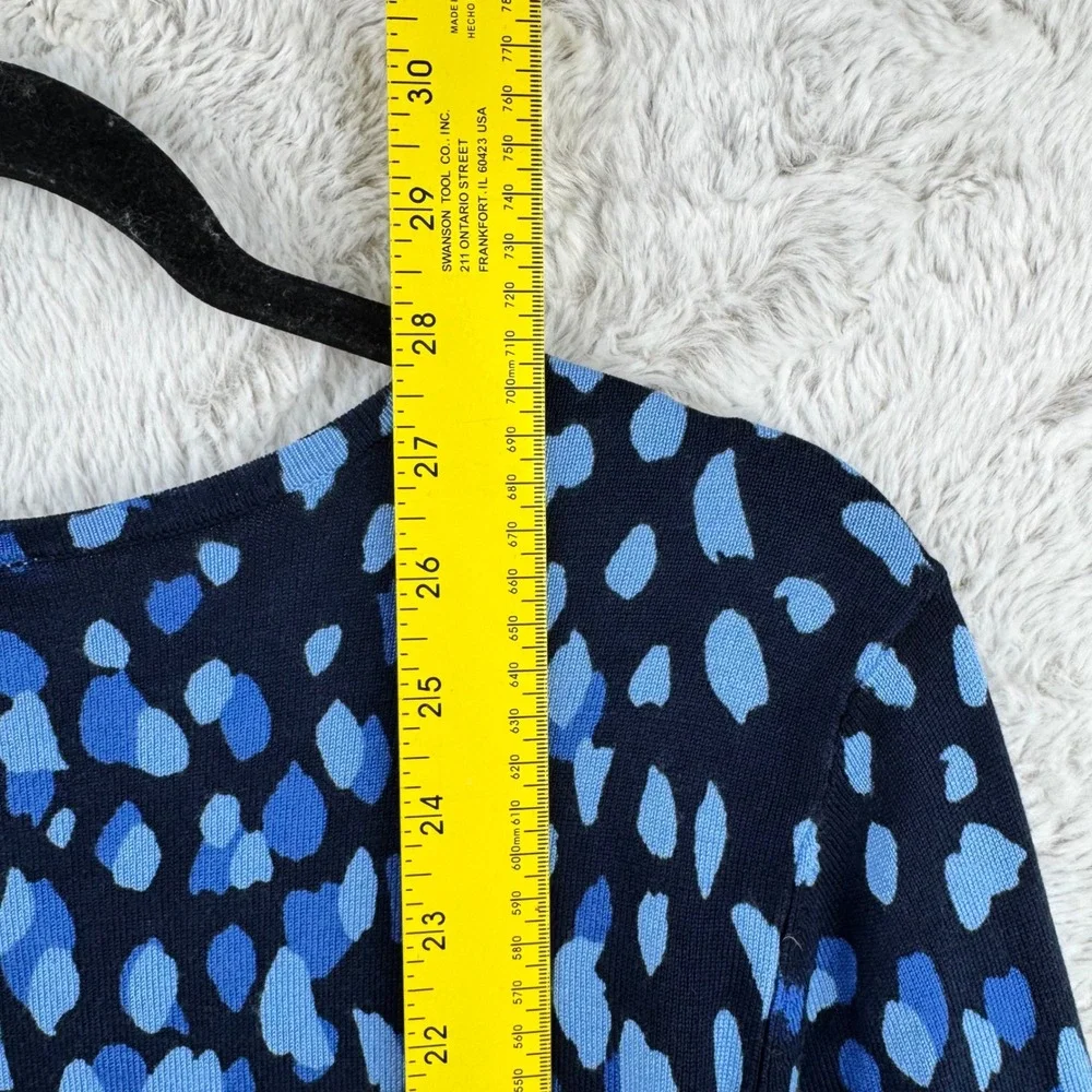 Chico's Sweater Women 2 Large Blue Navy Abstract Animal Print Ombre Pullover